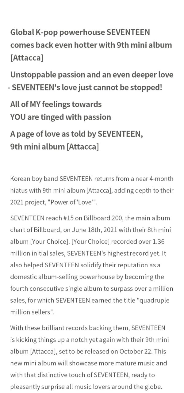 Seventeen Attacca Carat Version